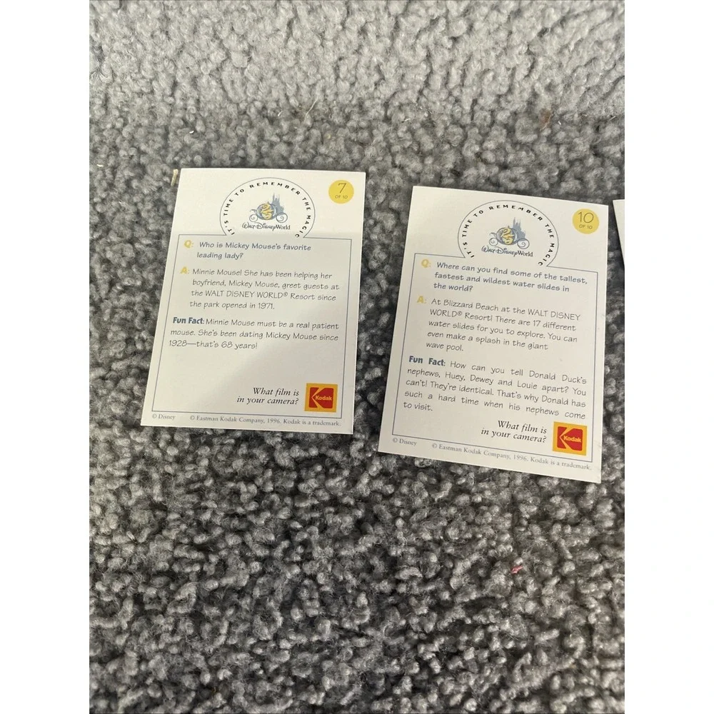 Disney's 25th Anniversary Disney World Promo Card Set of  5    1996 - Kodak